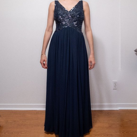 Aidan Mattox blue sequin dress - Picture 1 of 6